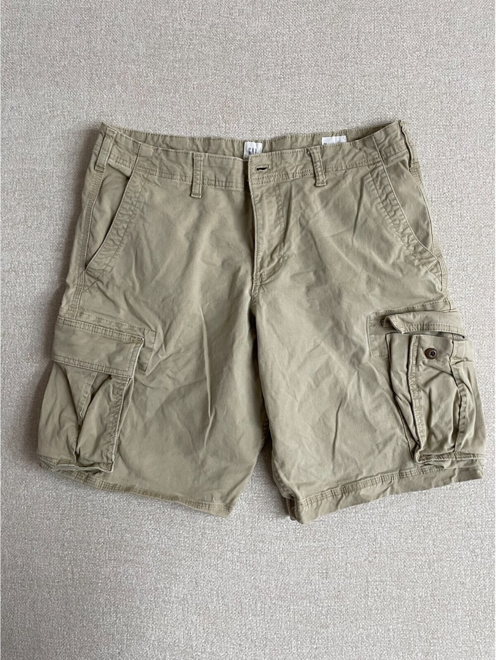 Gap Mens Size 34 Beige Khaki Cargo Shorts Heavyweight Cotton Casual Outdoor